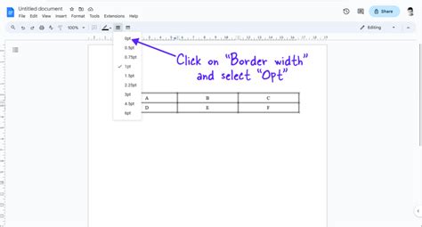 how to make table borders in google docs