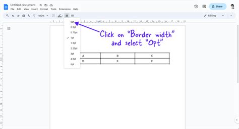 how to make table borders white in google docs