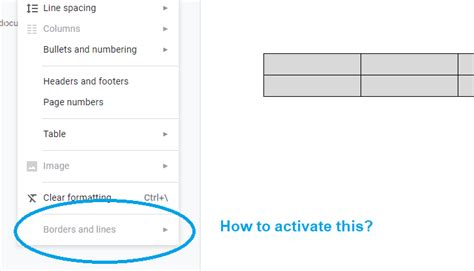 how to make table lines visible in google docs