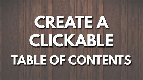 How To Make Table Of Contents Clickable