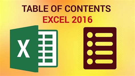 How To Make Table Of Contents In Excel 2016