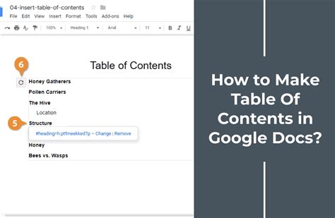 how to make table of contents in google sites