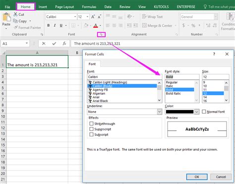 how to make text bold in excel formula