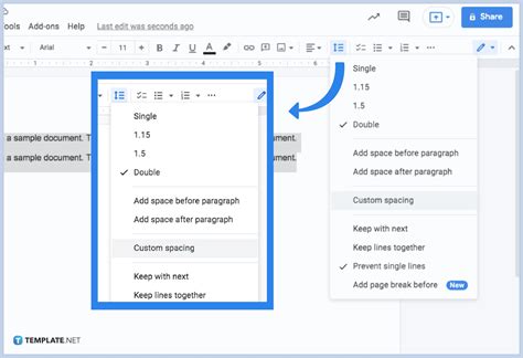 how to make text double spaced in docs