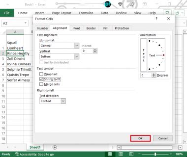 how to make text fit in excel cell horizontally