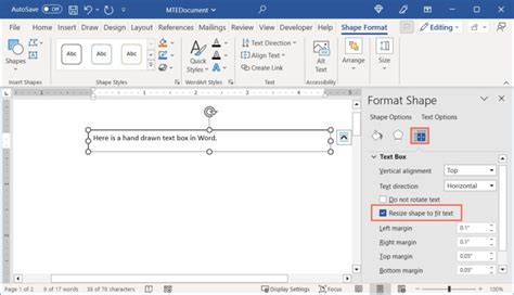 how to make text fit in text box word