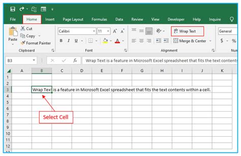 how to make text wrap down in excel