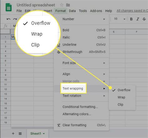 how to make text wrap on google sheets