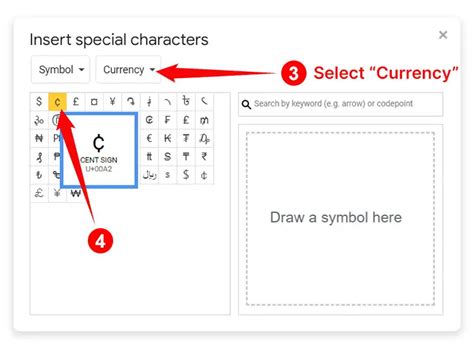 how to make the cent sign on google docs