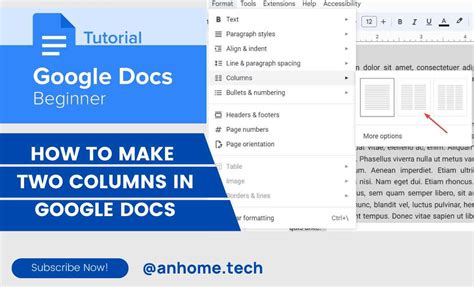 how to make two columns in google docs without lines