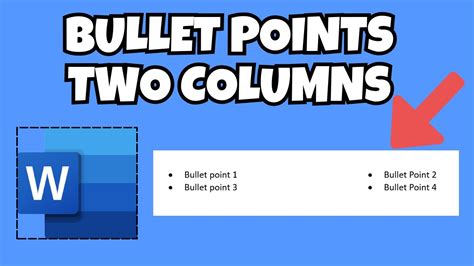how to make two columns of bullet points in word