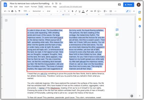 how to make two columns of text in google docs