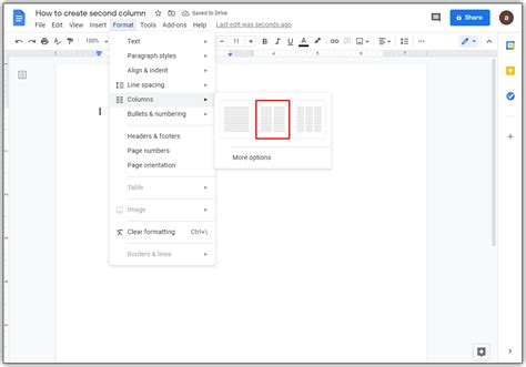 how to make two rows on google docs