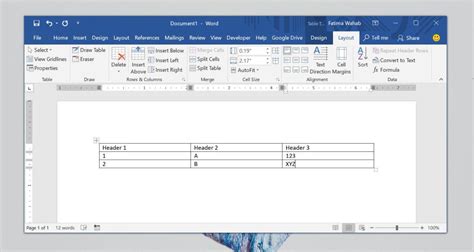how to make two tables align in word