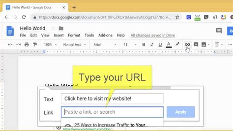 how to make url in google docs