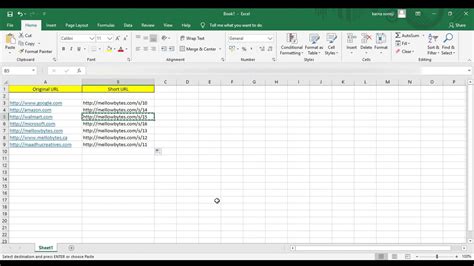 how to make url shorter in excel