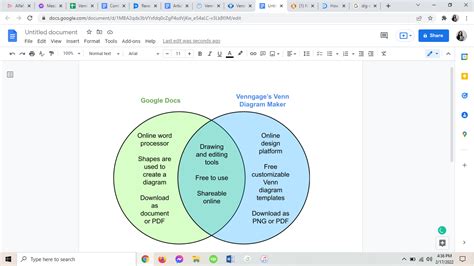 how to make venn diagram in google docs using phone