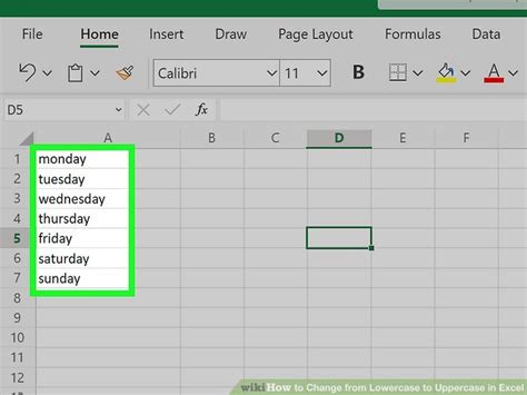 how to make words lowercase in excel