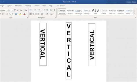 how to make words vertical in word table