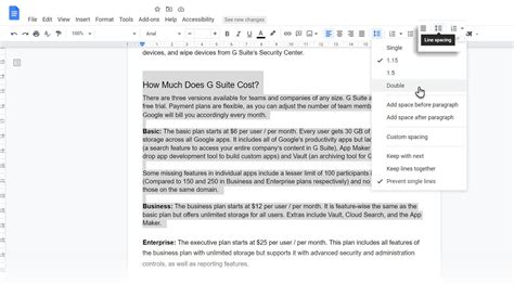 how to make your text double spaced in google docs