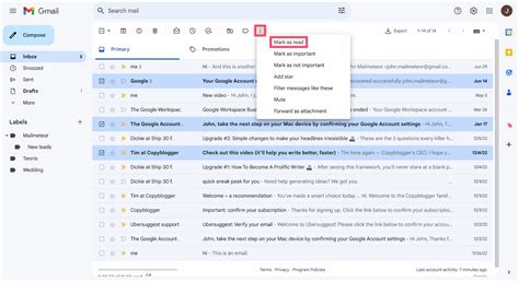 how to mark all email read in gmail