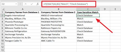 how to match two words in excel