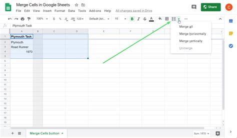 how to merge cells in google sheets