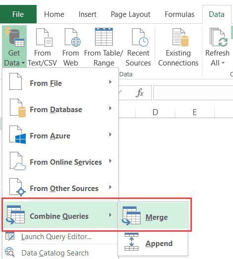 how to merge data queries in excel