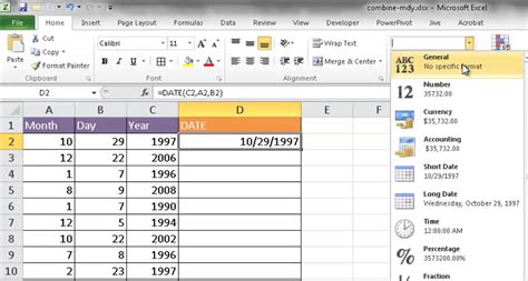 how to merge date month and year in excel