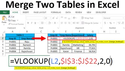 how to merge two tables together in excel