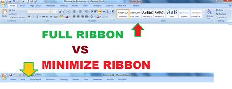 how to minimize the ribbon in microsoft word