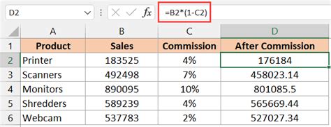 how to minus percentage value in excel