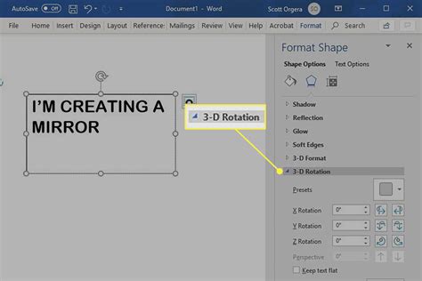 how to mirror image text in word
