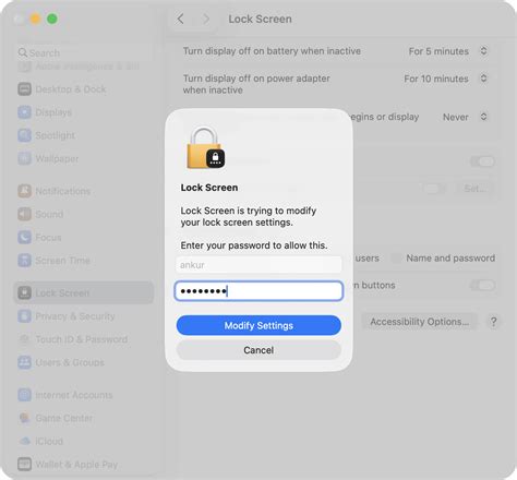 how to modify lock screen on mac