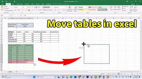 How To Move A Table Excel