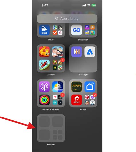 how to move app to hidden folder on iphone