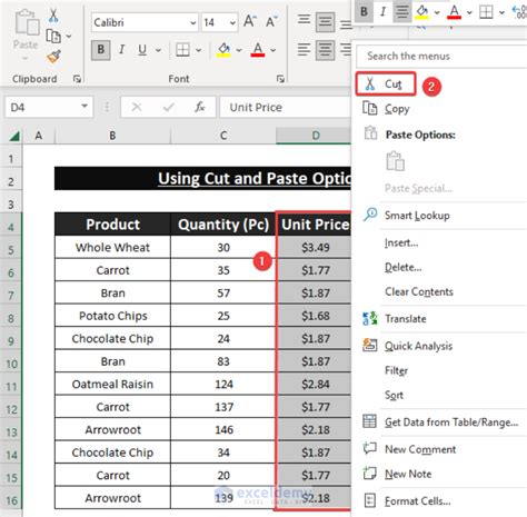 how to move contents from one cell to another in excel