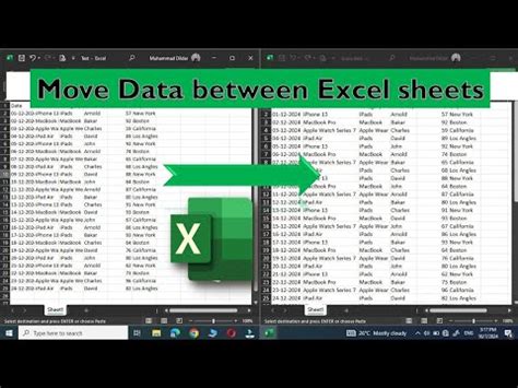 how to move data between excel spreadsheets