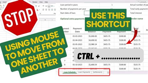 how to move from one sheet to another in excel using keyboard