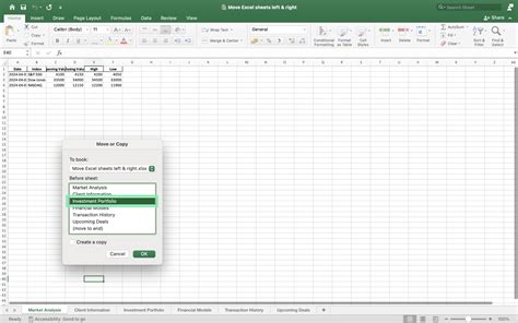 how to move sheets in excel on mac