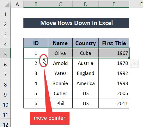 how to move text down a row in excel