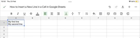 how to move to next line in google sheets