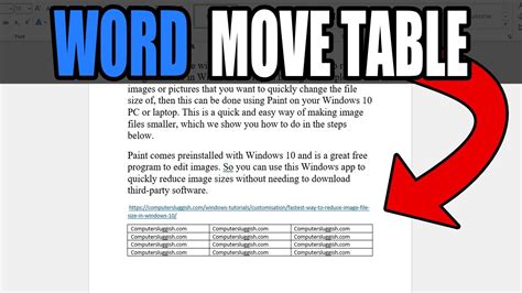 How To Move Your Table In Word