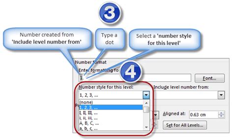 how to multilevel numbering in word