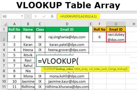 How To Name A Table Array In Vlookup