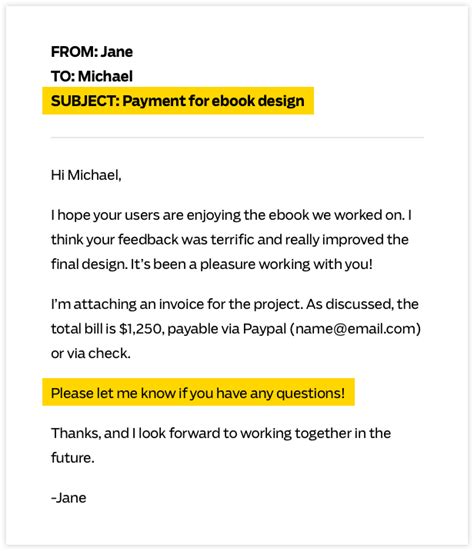 how to nicely ask for payment in email