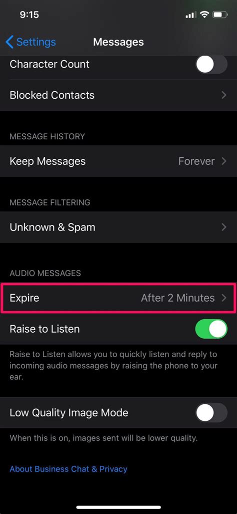 how to not automatically save audio messages