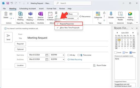 how to not request responses in outlook