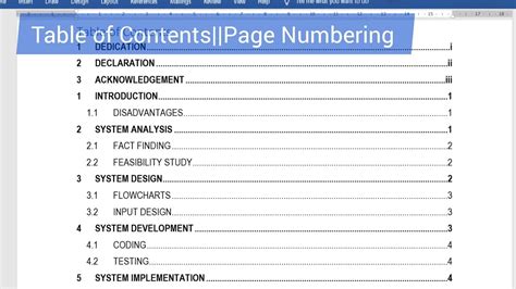 How To Number Pages In Word After Table Of Contents
