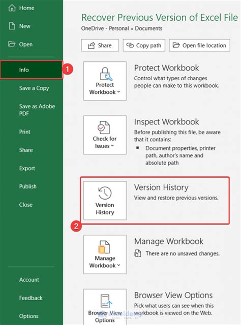 how to open a previous version of an excel file on mac